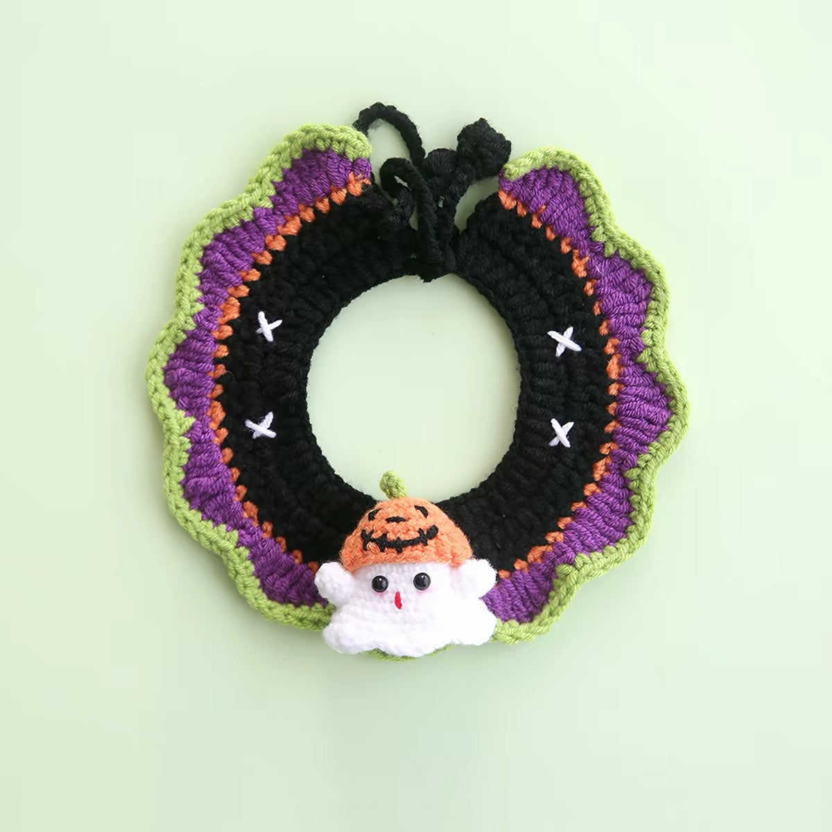 Handmade Halloween Pet Hat & Collar Set – 4 Pieces