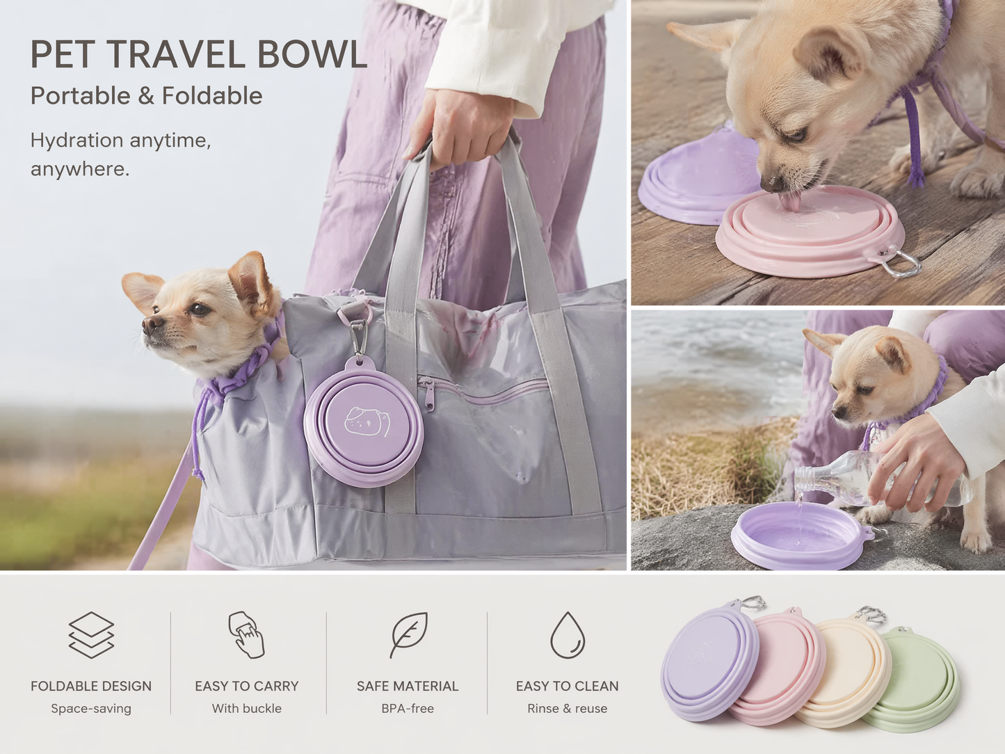 Honey Joy Collapsible Pet Travel Bowl